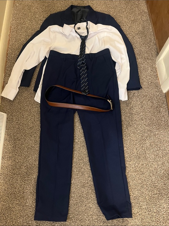Other - MENS FULL SUIT - BLUE, WHITE UNDERSHIRT, BROWN BELT, AND TIE